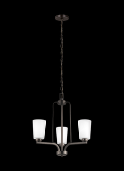 Franport transitional 3-light LED indoor dimmable ceiling chandelier pendant light in bronze finish (38|3128903EN3-710)