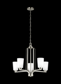 Franport transitional 5-light LED indoor dimmable ceiling chandelier pendant light in brushed nickel (38|3128905EN3-962)