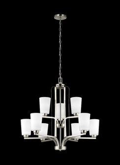 Franport transitional 9-light indoor dimmable ceiling chandelier pendant light in brushed nickel sil (38|3128909-962)