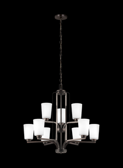 Franport transitional 9-light LED indoor dimmable ceiling chandelier pendant light in bronze finish (38|3128909EN3-710)