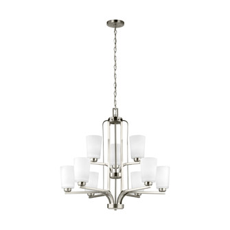 Franport transitional 9-light LED indoor dimmable ceiling chandelier pendant light in brushed nickel (38|3128909EN3-962)