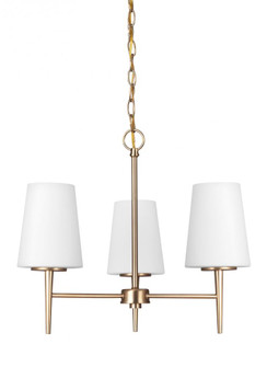 Driscoll contemporary 3-light LED indoor dimmable ceiling chandelier pendant light in satin brass go (38|3140403EN3-848)