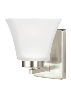 Bayfield contemporary 1-light LED indoor dimmable bath vanity wall sconce in brushed nickel silver f (38|4111601EN3-962)