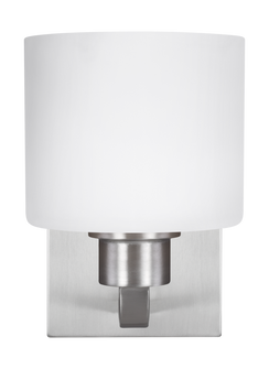 Canfield modern 1-light indoor dimmable bath vanity wall sconce in brushed nickel silver finish with (38|4128801-962)