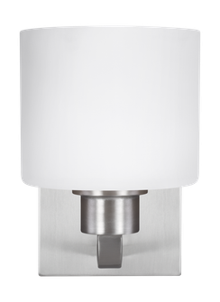 Canfield modern 1-light indoor dimmable bath vanity wall sconce in brushed nickel silver finish with (38|4128801-962)