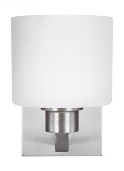 Canfield modern 1-light LED indoor dimmable bath vanity wall sconce in brushed nickel silver finish (38|4128801EN3-962)