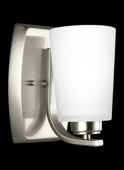 Franport transitional 1-light indoor dimmable bath vanity wall sconce in brushed nickel silver finis (38|4128901-962)