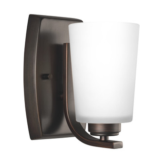 Franport transitional 1-light LED indoor dimmable bath vanity wall sconce in bronze finish with etch (38|4128901EN3-710)