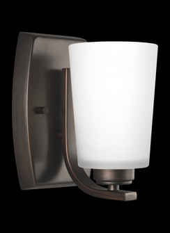 Franport transitional 1-light LED indoor dimmable bath vanity wall sconce in bronze finish with etch (38|4128901EN3-710)