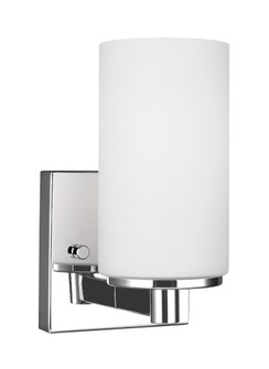 Hettinger transitional 1-light LED indoor dimmable bath vanity wall sconce in chrome silver finish w (38|4139101EN3-05)
