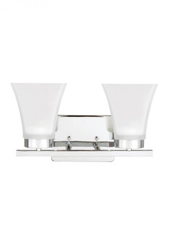 Bayfield contemporary 2-light LED indoor dimmable bath vanity wall sconce in chrome silver finish wi (38|4411602EN3-05)