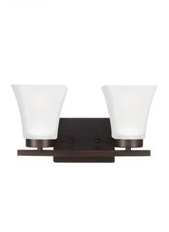 Bayfield contemporary 2-light LED indoor dimmable bath vanity wall sconce in bronze finish with sati (38|4411602EN3-710)