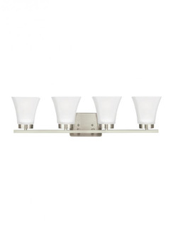 Bayfield contemporary 4-light LED indoor dimmable bath vanity wall sconce in brushed nickel silver f (38|4411604EN3-962)