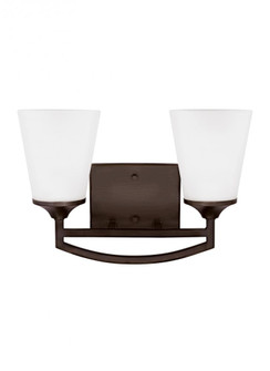 Hanford traditional 2-light LED indoor dimmable bath vanity wall sconce in bronze finish with satin (38|4424502EN3-710)