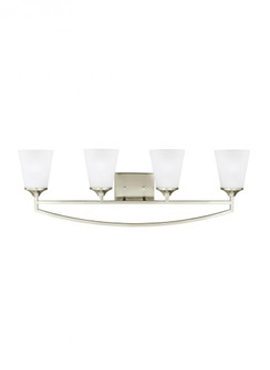 Hanford traditional 4-light LED indoor dimmable bath vanity wall sconce in brushed nickel silver fin (38|4424504EN3-962)