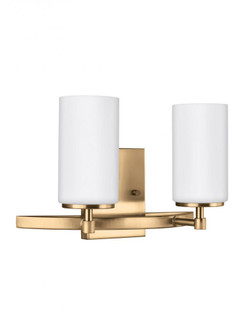 Alturas contemporary 2-light LED indoor dimmable bath vanity wall sconce in satin brass gold finish (38|4424602EN3-848)