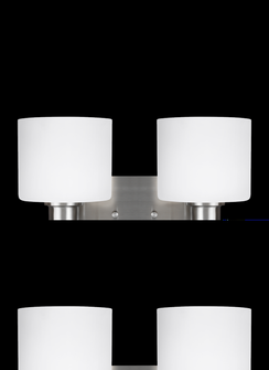 Canfield modern 2-light indoor dimmable bath vanity wall sconce in brushed nickel silver finish with (38|4428802-962)
