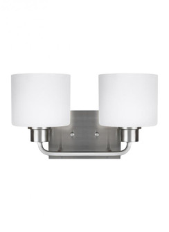 Canfield modern 2-light LED indoor dimmable bath vanity wall sconce in brushed nickel silver finish (38|4428802EN3-962)