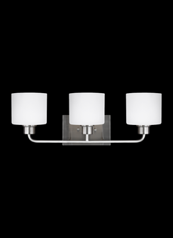 Canfield modern 3-light indoor dimmable bath vanity wall sconce in brushed nickel silver finish with (38|4428803-962)