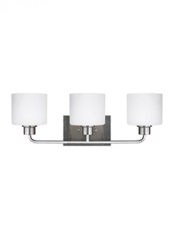 Canfield modern 3-light LED indoor dimmable bath vanity wall sconce in brushed nickel silver finish (38|4428803EN3-962)