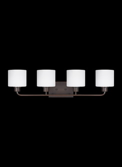 Canfield modern 4-light indoor dimmable bath vanity wall sconce in bronze finish with etched white i (38|4428804-710)