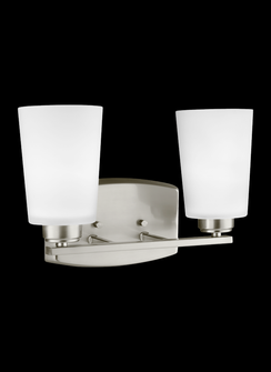 Franport transitional 2-light indoor dimmable bath vanity wall sconce in brushed nickel silver finis (38|4428902-962)
