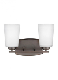 Franport transitional 2-light LED indoor dimmable bath vanity wall sconce in bronze finish with etch (38|4428902EN3-710)