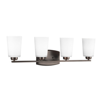 Franport transitional 4-light indoor dimmable bath vanity wall sconce in bronze finish with etched w (38|4428904-710)
