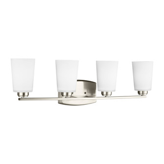 Franport transitional 4-light indoor dimmable bath vanity wall sconce in brushed nickel silver finis (38|4428904-962)
