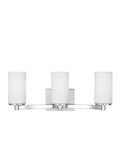 Hettinger transitional 3-light LED indoor dimmable bath vanity wall sconce in chrome silver finish w (38|4439103EN3-05)