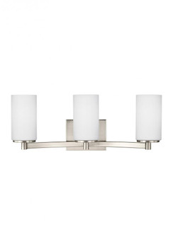 Hettinger transitional 3-light LED indoor dimmable bath vanity wall sconce in brushed nickel silver (38|4439103EN3-962)