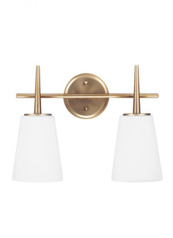 Driscoll contemporary 2-light LED indoor dimmable bath vanity wall sconce in satin brass gold finish (38|4440402EN3-848)