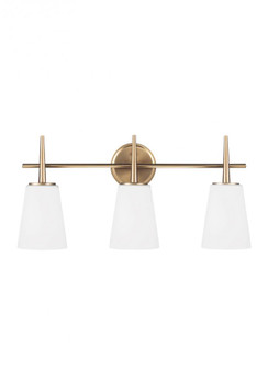 Driscoll contemporary 3-light LED indoor dimmable bath vanity wall sconce in satin brass gold finish (38|4440403EN3-848)