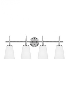 Driscoll contemporary 4-light LED indoor dimmable bath vanity wall sconce in chrome silver finish wi (38|4440404EN3-05)