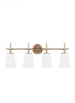 Driscoll contemporary 4-light LED indoor dimmable bath vanity wall sconce in satin brass gold finish (38|4440404EN3-848)