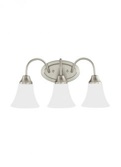 Holman traditional 3-light LED indoor dimmable bath vanity wall sconce in brushed nickel silver fini (38|44807EN3-962)