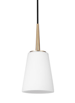 Driscoll contemporary 1-light LED indoor dimmable ceiling hanging single pendant light in satin bras (38|6140401EN3-848)