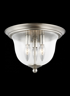 Belton transitional 3-light indoor dimmable ceiling flush mount in brushed nickel silver finish with (38|7514503-962)