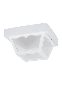 Outdoor Ceiling traditional 1-light LED outdoor exterior ceiling flush mount in white finish with cl (38|7567EN3-15)