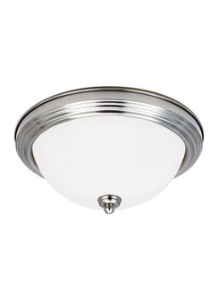 Geary transitional 2-light LED indoor dimmable ceiling flush mount fixture in brushed nickel silver (38|77064EN3-962)