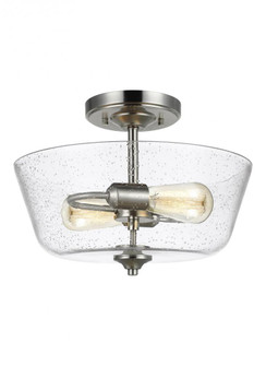 Belton transitional 2-light indoor dimmable ceiling semi-flush mount in brushed nickel silver finish (38|7714502-962)