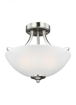 Geary transitional 2-light indoor dimmable ceiling flush mount fixture in brushed nickel silver fini (38|7716502-962)