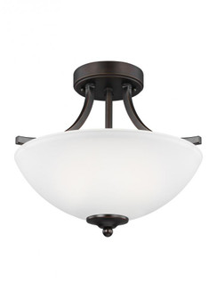 Geary transitional 2-light LED indoor dimmable ceiling flush mount fixture in bronze finish with sat (38|7716502EN3-710)