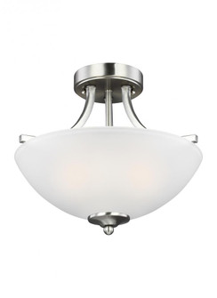 Geary transitional 2-light LED indoor dimmable ceiling flush mount fixture in brushed nickel silver (38|7716502EN3-962)