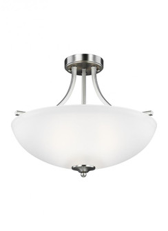 Geary transitional 3-light indoor dimmable ceiling flush mount fixture in brushed nickel silver fini (38|7716503-962)