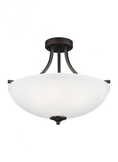 Geary transitional 3-light LED indoor dimmable ceiling flush mount fixture in bronze finish with sat (38|7716503EN3-710)