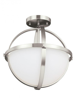 Alturas contemporary 2-light LED indoor dimmable ceiling semi-flush mount in brushed nickel silver f (38|7724602EN3-962)