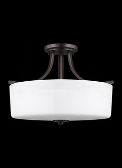 Canfield modern 3-light indoor dimmable ceiling semi-flush mount in bronze finish with etched white (38|7728803-710)