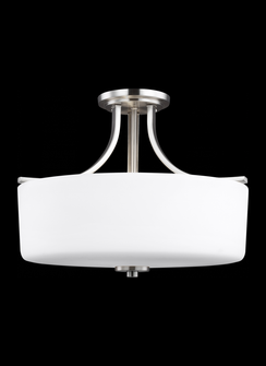 Canfield modern 3-light indoor dimmable ceiling semi-flush mount in brushed nickel silver finish wit (38|7728803-962)