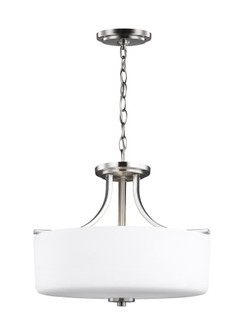 Canfield modern 3-light LED indoor dimmable ceiling semi-flush mount in brushed nickel silver finish (38|7728803EN3-962)